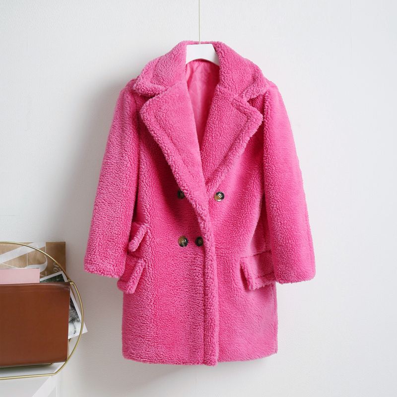 manteau en peluche rose