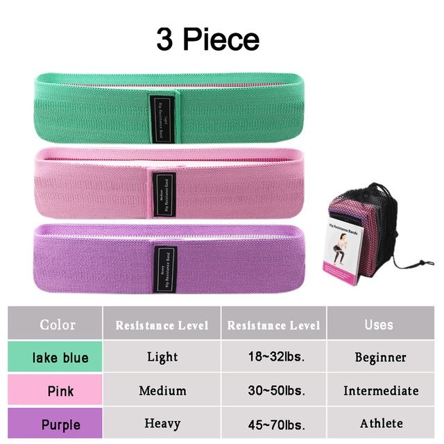 3pcs Pink Green Purple Resistance Bands