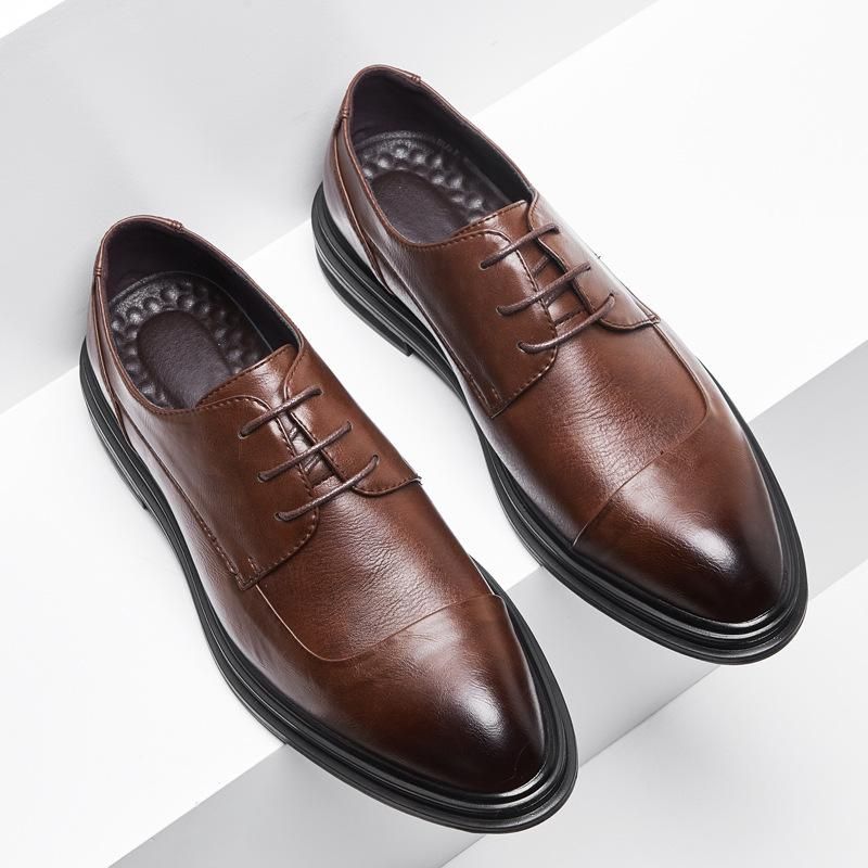 Elbise Ayakkabıları 2021 Erkekler Bölünmüş Deri Vintage Casual Flats Örgün Oxfords Sivri Burun Iş Düğün Loafer'lar