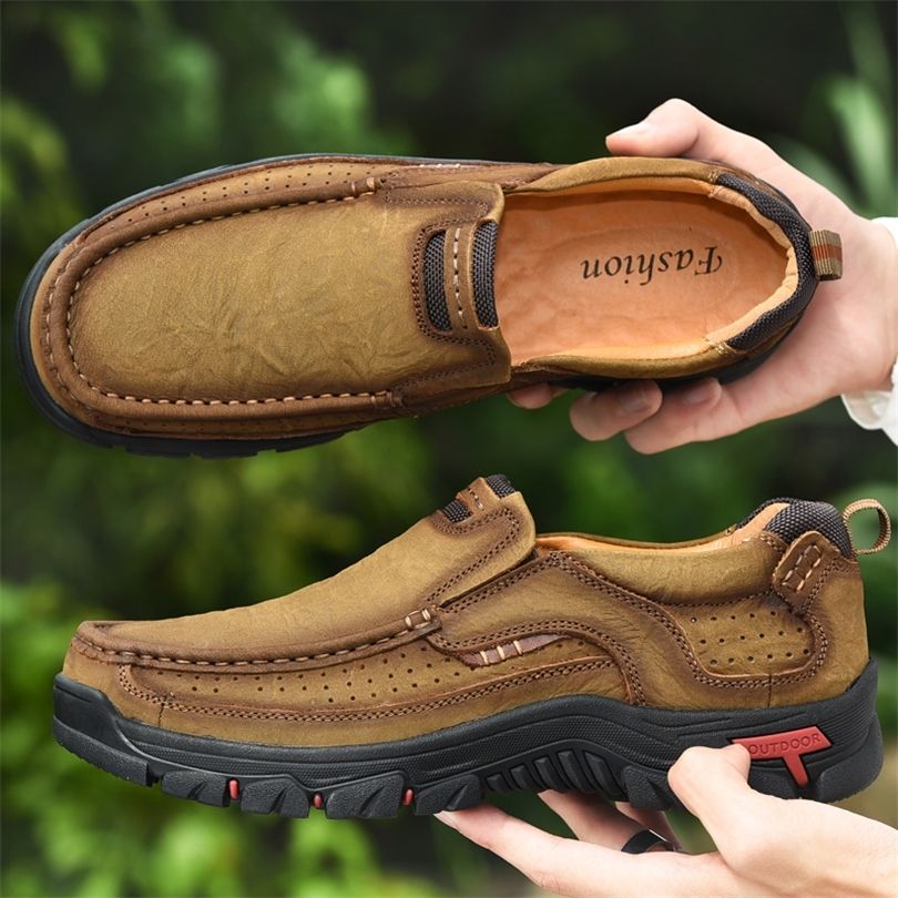 Compra Hombres Cuero Zapatos Casuales Cómodos Hombres Zapatos Cuero Genuino  Alto Cierre Al Aire Libre Mocasines Casual Sneakers Masculinos 201218  Barato | Entrega Rápida Y Calidad | Es.Dhgate