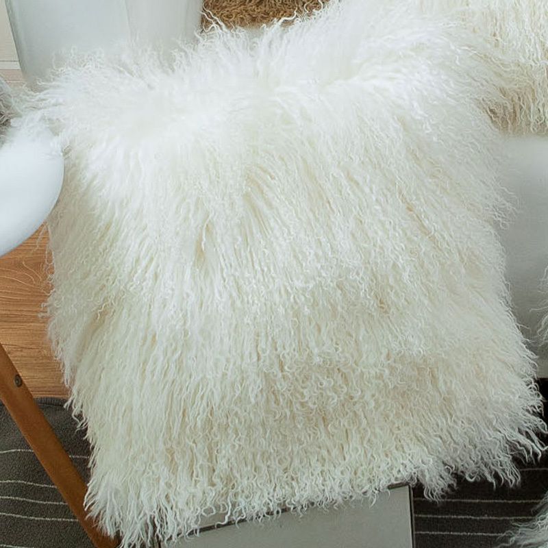 Softex Mongolian Lamb Fur Pillow Case High Quality, Natural, Fluffy From Dou08, 39.09