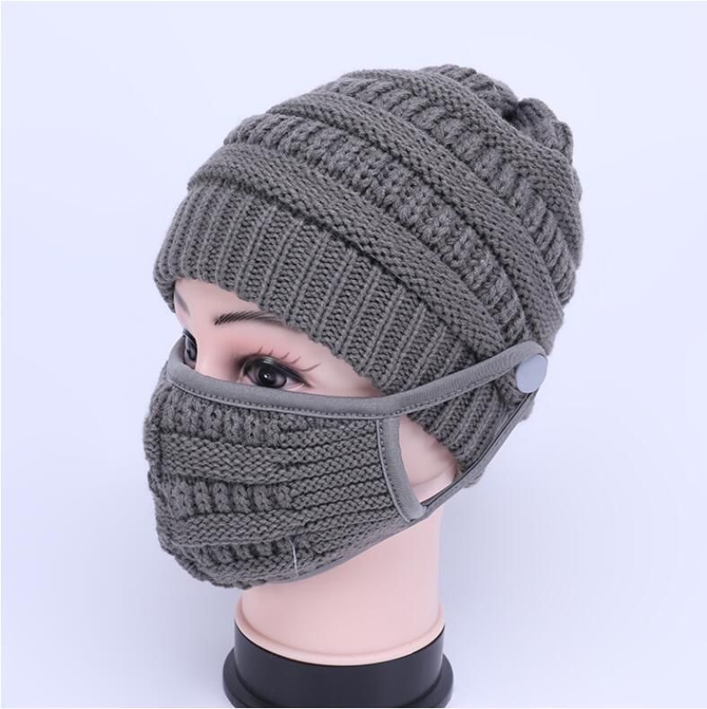 Knitted Beanies With Face Mask Winter Reusable Washable Face Masks