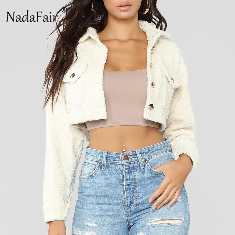 abrigo informal de P Nadafair-Chaqueta de piel sintética para mujer 