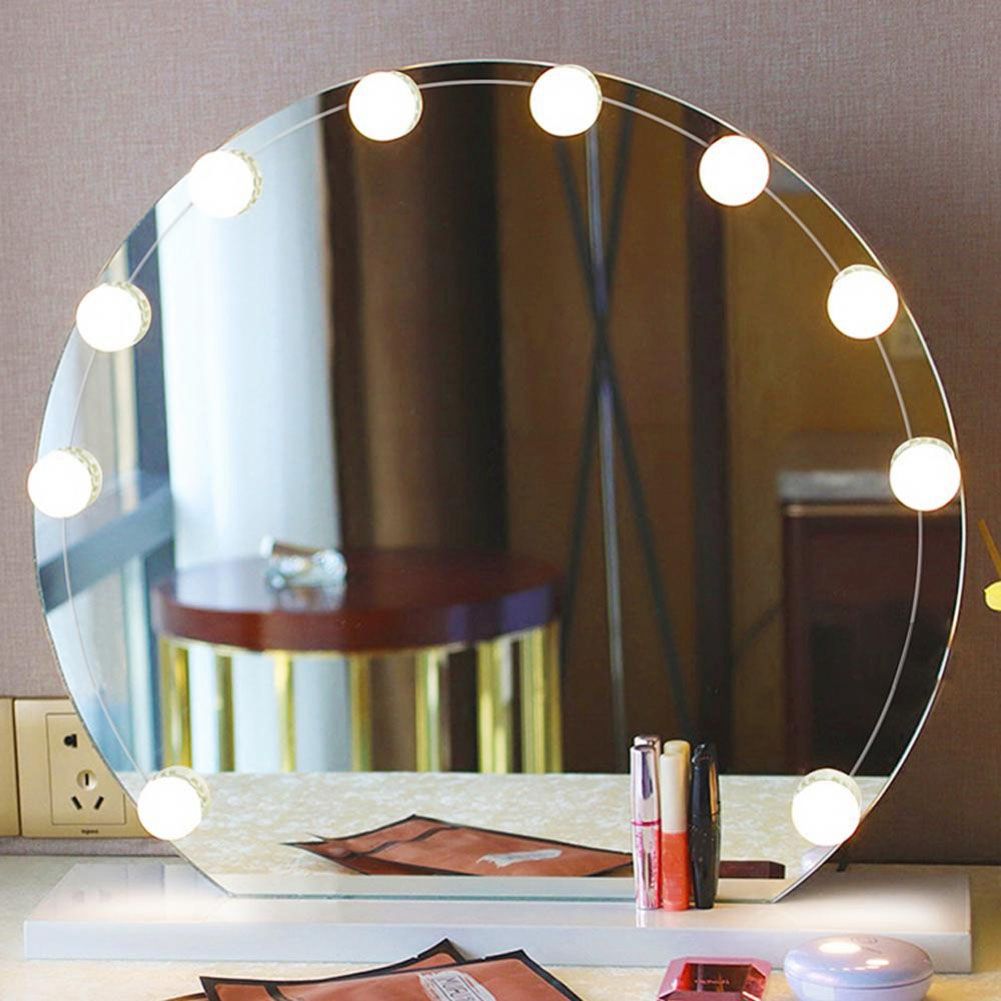 Vanity Mirror Front Light Hollywood Makeup Spegel LED Lampor USB-gränssnitt 6/10/14 Lampor, Justerbar färg (Inte inkludera spegel)
