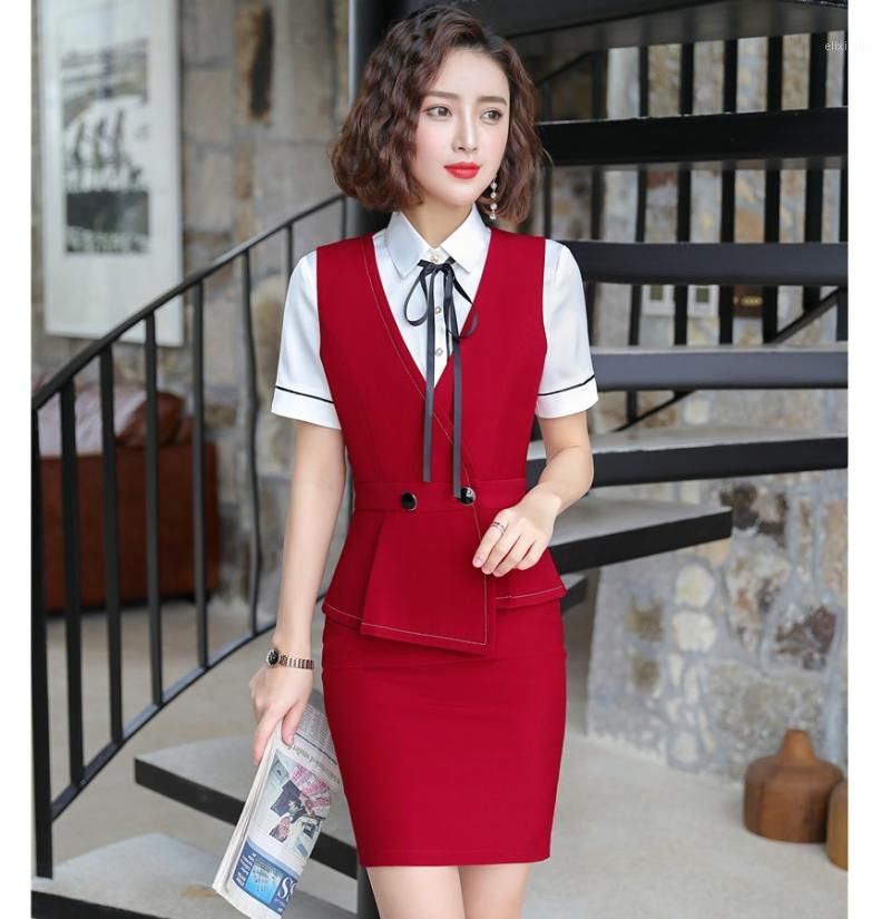 Compra Vestidos De Trabajo Fashion Ladies Chaleco Rojo Chaleco De Chaleco  Mujeres Trajes De Negocios Con Falda Y Juegos Superiores Use Office Uniform  Styles1 Barato | Entrega Rápida Y Calidad | Es.Dhgate