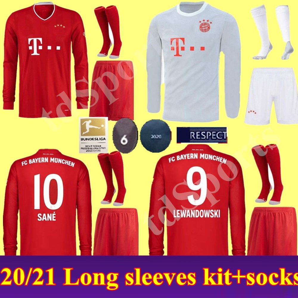 2020 20 21 Men Long Sleeves Bayern Men Munich Soccer Jersey Home Away LEWANDOWSKI THIAGO 2020 