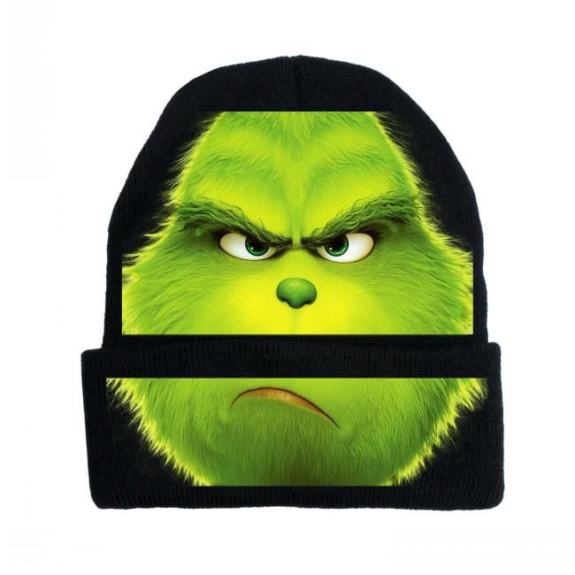 2020 Christmas Green Hairy Monster Grinch Cap Cosplay Animation Cartoon Men And Women Outdoor Cycling Warm Knit Cap Custom