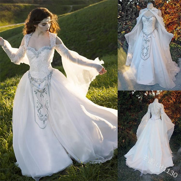 Mujeres medievales Bosque Gótico Elfo Queen Cuento de hadas Vestido de novia  Disfraz Ángel Partido Cosplay