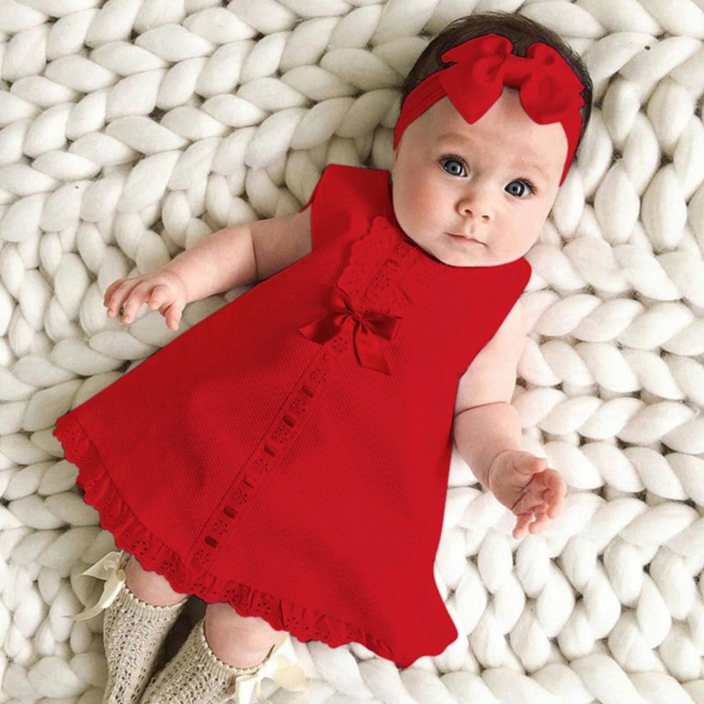 Compra Newborn Baby Girl Vestido Sin Mangas Casual Maxi Bow Vestido +  Diadema Set Outfit Bowknot Ropa Red Ropa Bebé Vestido De Verano Q1223  Barato | Entrega Rápida Y Calidad | Es.Dhgate