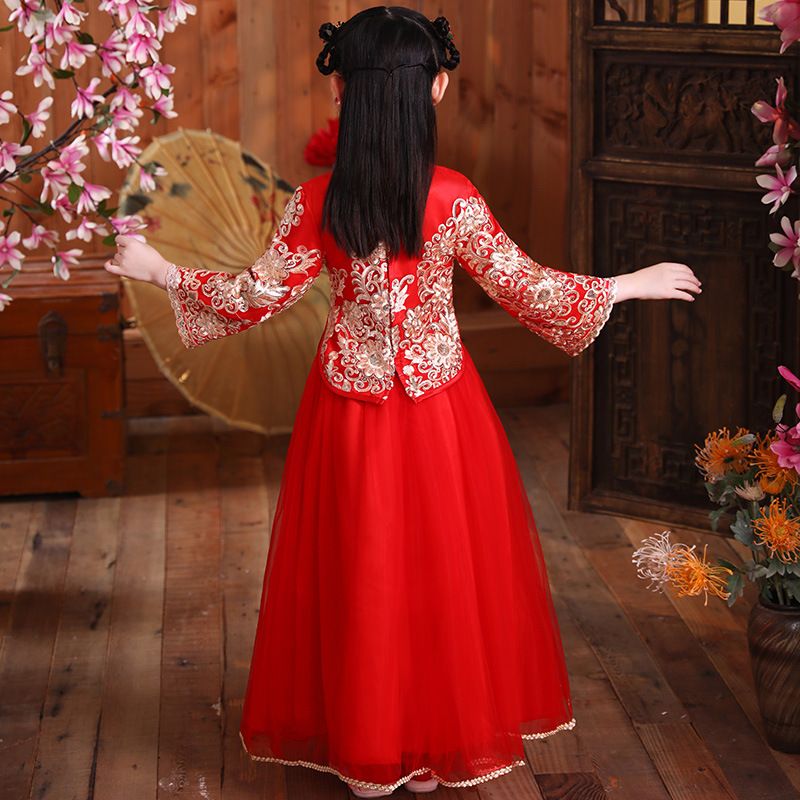 Vestido de niña de flores chinas para chicas de boda cheongsam vestido  chino hafu niños vestidos