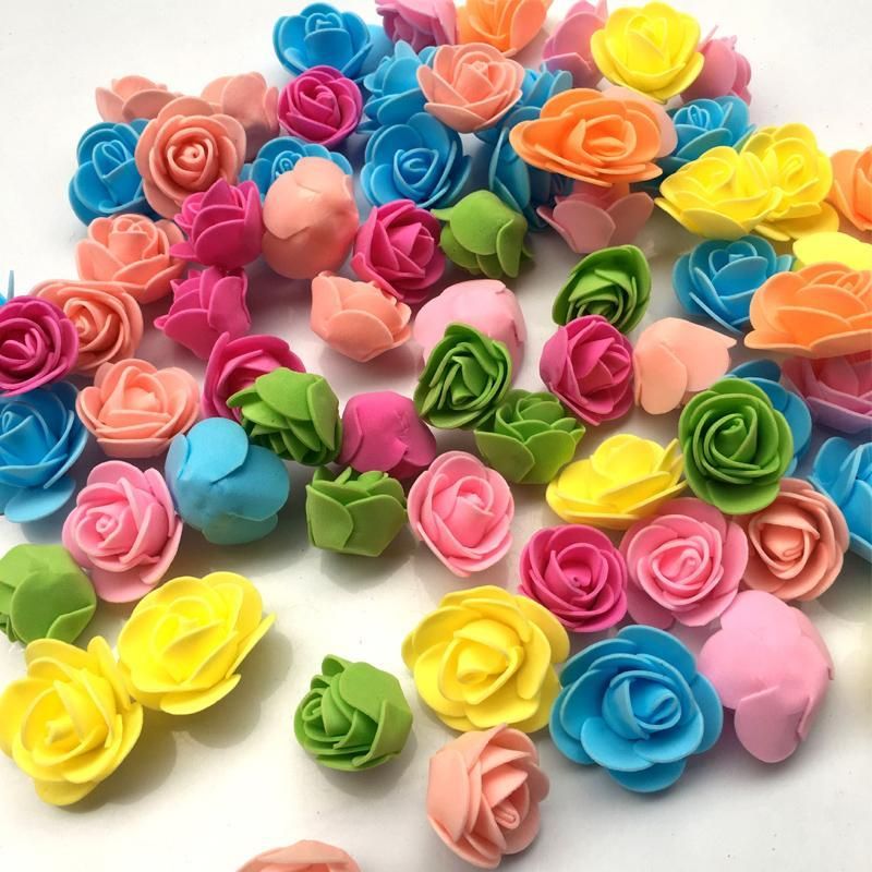 100 piezas de 3,5 cm de flores de espuma de PE hechas a mano para fiesta de bod 