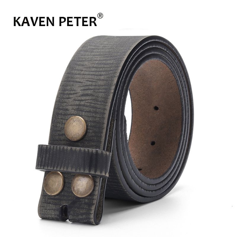 Ceinture Vintage sans boucle pour hommes 100% cuir véritable ceinture pour jeans de 3,8 cm Largeur Bracelet de cowskin avec une couche cuir 201117
