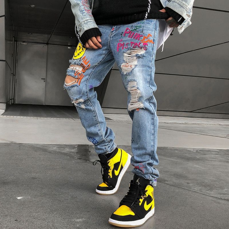 April MOMO Men Ripped Hole Denim Jeans Pants Trousers Sweatpants Male  Casual Fashion Slim Fit Large Size Hip Hop Jeans Men 201111, Gender Best  Quality And Cheapest Price | DHgate.Com