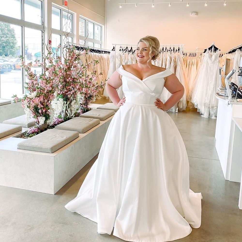 satin plus size wedding gowns