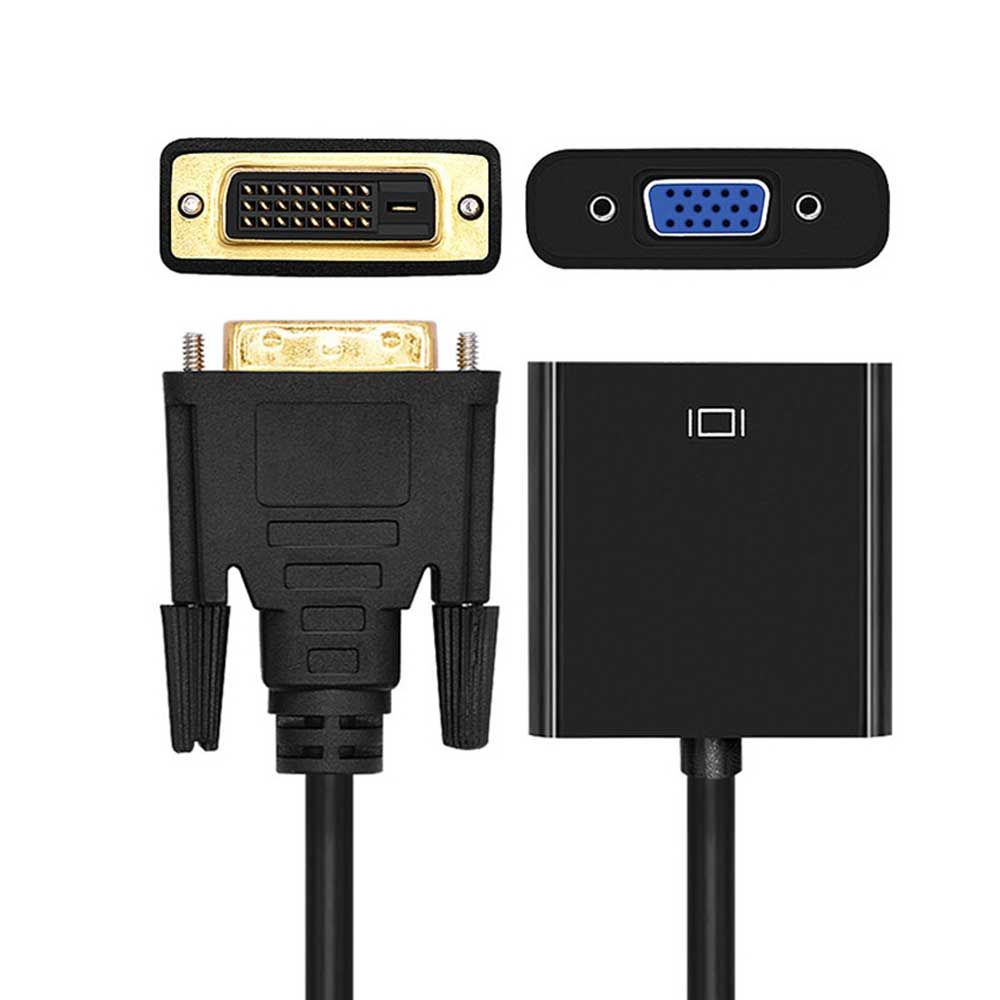Full HD 1080P DVI D To VGA Adapter Converter 24+1 25Pin Male To 15Pin