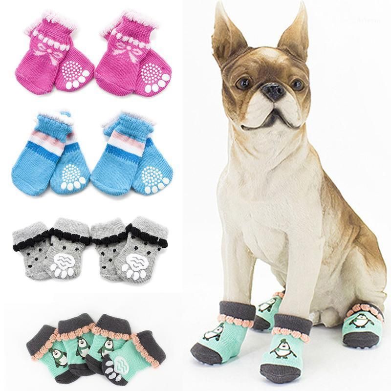 2021 Pet Dog Cat Knitted Shoes Winter Warm Indoor Thick Soft Bottom