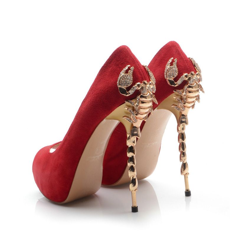 Koop Dropshipping Kleding Schoenen Online, GoedkopeHot Sale Fish Mond Rode  Schoen Ondiepe Mond Waterdicht Platform High Heied Metal Rhinestone  Scorpion Damesschoenen Bij Dongdiang |DHgate