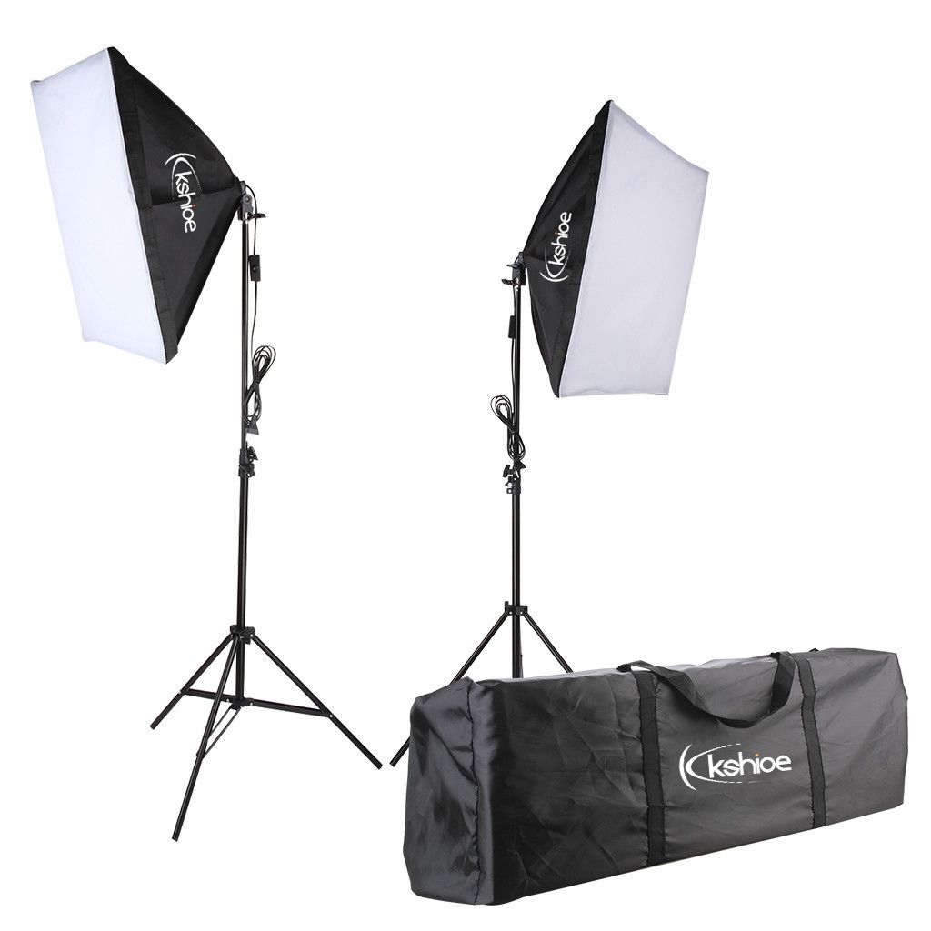 US Stock 2 Photography Light Stands & Booms Continuous Soft Lighting Box Stand Photo Equipment Studio Light Kit Folding Reflector