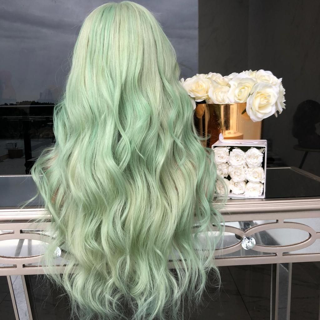 European And American Wig Womens Green Split Long Curly Hair Micro Curly  Long Straight Hair Dyed Chemical Fiber Hair Cover Matte High Tempe From  Hhh5555, $31.39 | DHgate.Com