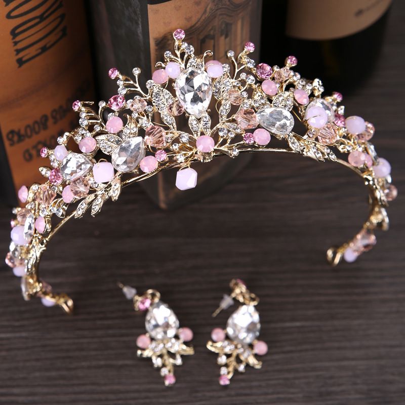 Luxury Pink Gold Pearl Bridal Crowns Handmade Tiara Bride Headpieces Crystal Wedding Diadem Queen Crown Hair Accessories Luxury Pink Gold Pearl Bridal Crowns Handmade Tiara Bride Headpieces Crystal Wedding Diadem Queen Crown Hair Accessories