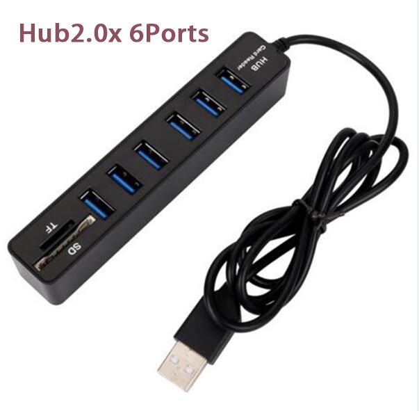 6ports hub2.0x الأسود