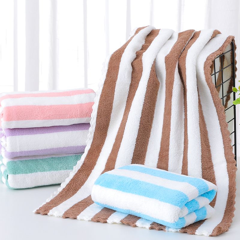 Best Washcloth Stripe Washing Towel Household Male And Female Adult Absorbent High Quality Coral