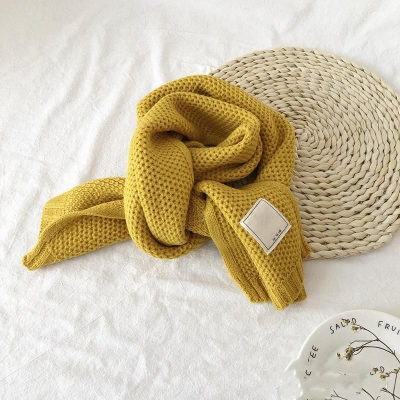 Download Luxury Children Knitted Scarf Pure Color Big White Label ...