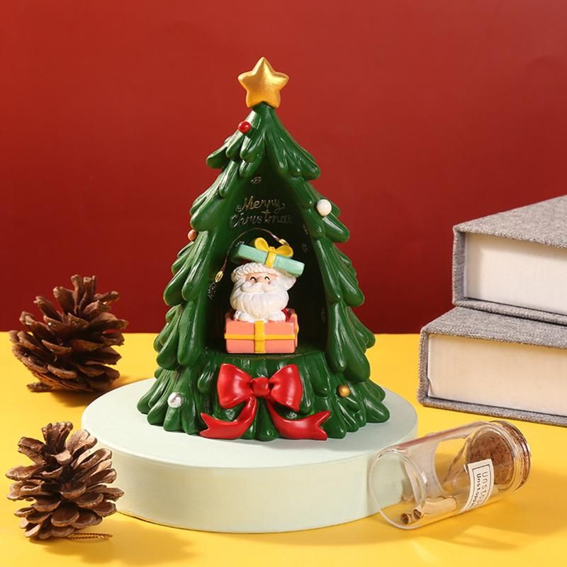 Caja de música Ocobetom Bola de Cristal navideña Bola de Nieve con música Caja de música decoración navideña Regalos de cumpleaños Luminosos Regalo para niños Agua Resina