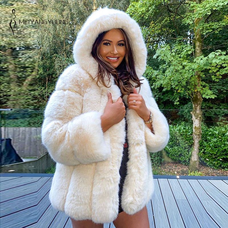 plus size white fur jacket
