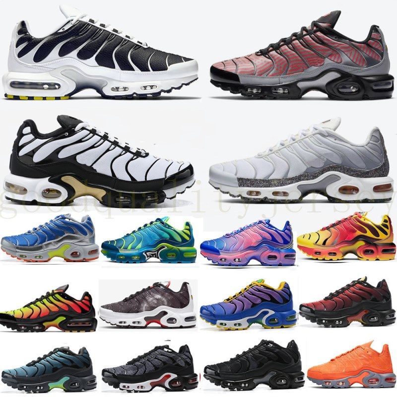 2021 New Mens Tn Plus Women RunNinGe Shoes Trainers Triple Black White Hyper Blue Oreo Smoke 