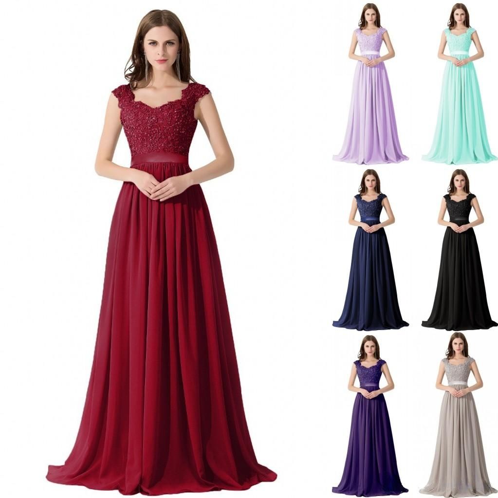 Compra BabyOnline Elegante Vestidos De Dama De Honor Encaje Apliques De  Lentejuelas De Lentejuelas Tapa Mangas Con Cuello De Gasa Fiesta Vestido De  Noche Vestidos De Fiesta Clásicos CPS233 Barato | Entrega