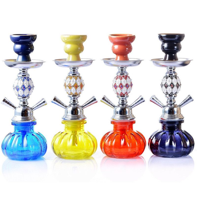 2020 Arabic Hookah Set Double Pipe Pipe Glass Bong Wtaer Pipe Dab Oil