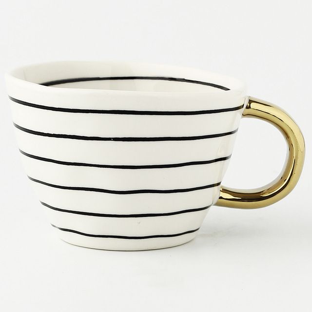 Creative Irregular Handmade Ceramic Coffee Mug With Gold Handgrip Handmade Big Pottery Tea Cup Travel Kitchen Tableware Nordic Home Decor