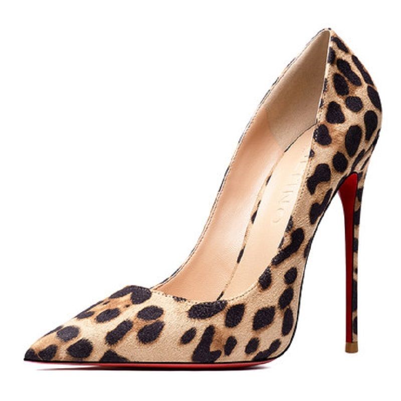 Sexy Leopard Red Bottom Womens High Heels Designer Toe