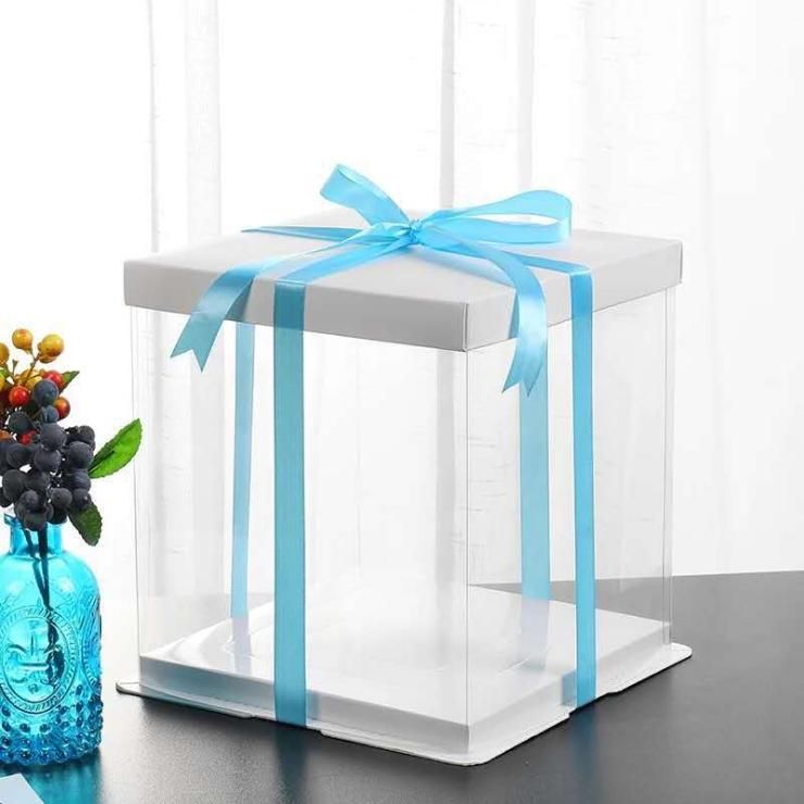5 Sizes White Gift Box Large Transparent Gift Boxes Clear Cake Box Big