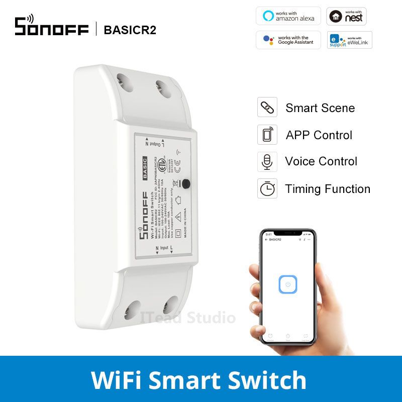 SONOFF BasicR2 Smart Home Automation DIY Intelligent Wifi Wireless Remote Control Universal Relay Module Works with eWelink