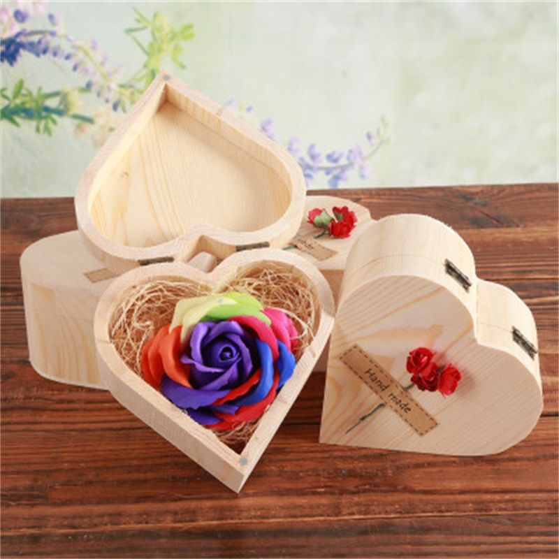 Wooden Love Heart Soap Flower Box Colorful Roses For Valentines Day,  Weddings & Festivals, KKD3590 From Liangjingjing_no3, $5.24