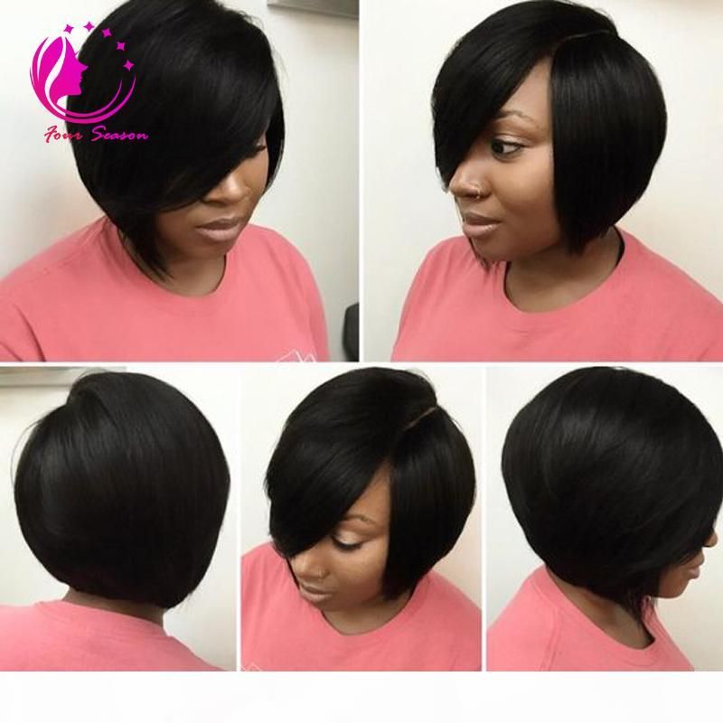 Unprocessed Layered Virgin Human Hair Short Bob Wig For Black Women Glueless Lace Front Human Hair Bob Wigs With Side Bangs Freeshiping Unprocessed Layered Virgin Human Hair Short Bob Wig For Black Women Glueless Lace Front Human Hair Bob Wigs With Side Bangs Freeshiping