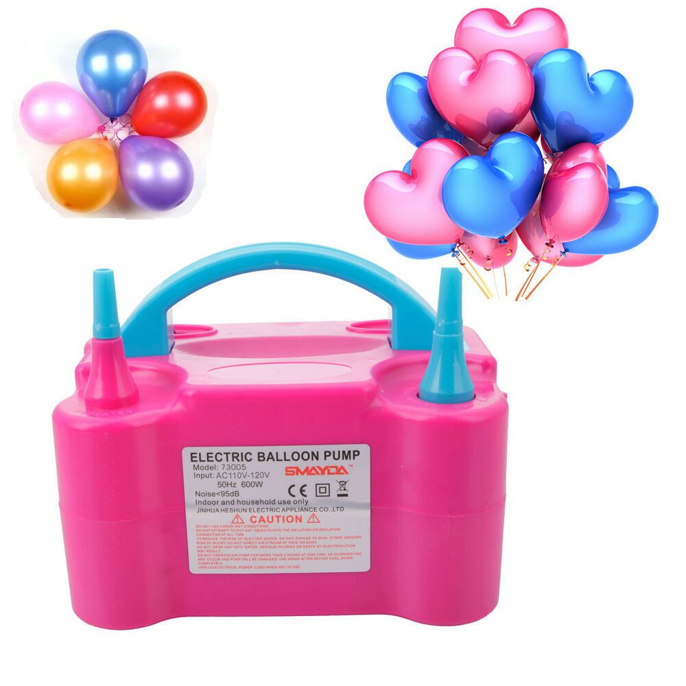 Balloon Pump for Party Decoration and Event Rose Red, 110V-120V AC, 600W Electric Balloon Inflator Portable Dual Nozzle Balloon Air Pump