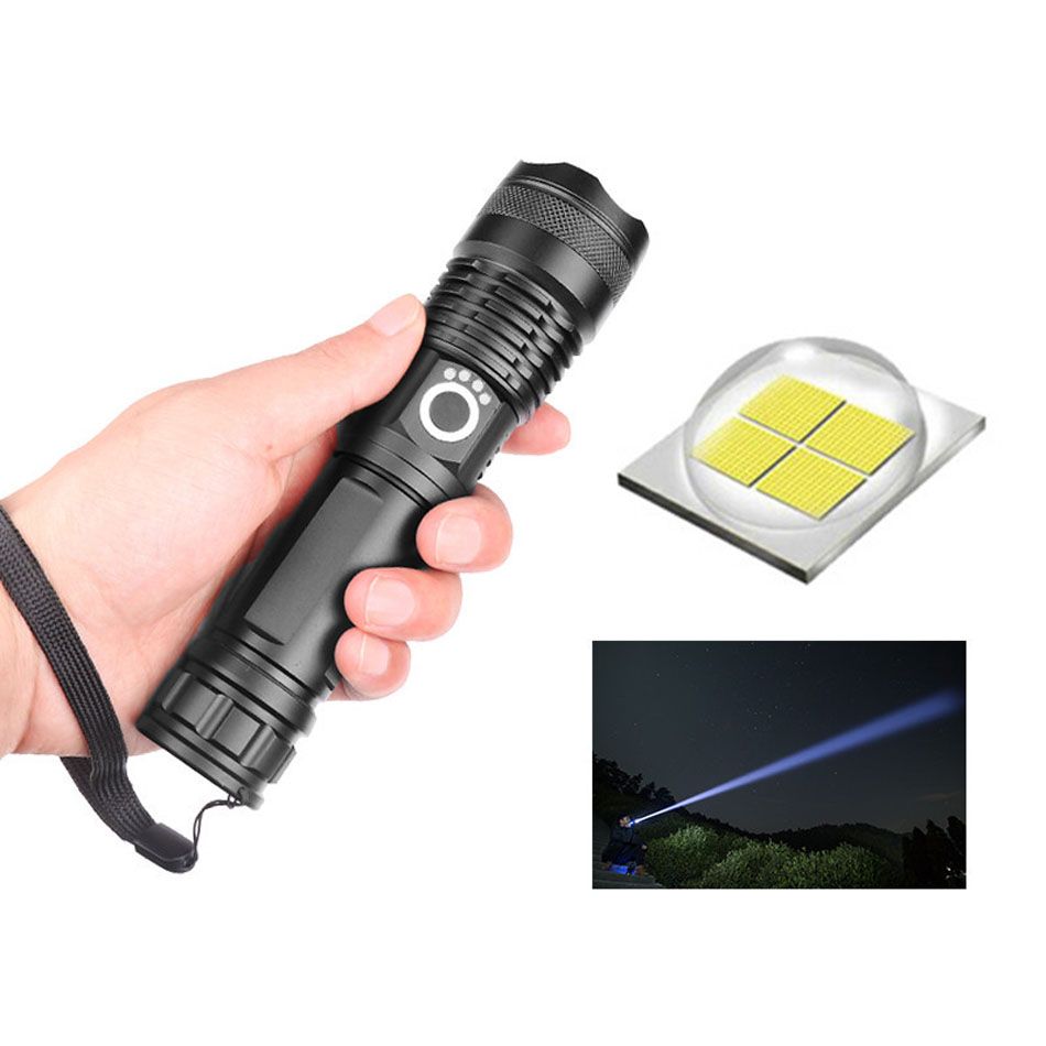 LED Powerful Flashlight Torch USB Rechargeable Lamp XHP50 5 Modes Night Bright 