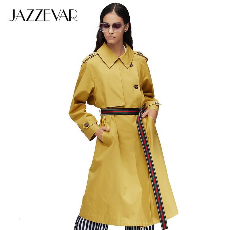 Прибытие Осень Хаки траншея пальто женщин мода стиль X-Long хлопковая свободная одежда с поясом одежда женщины кг-1092