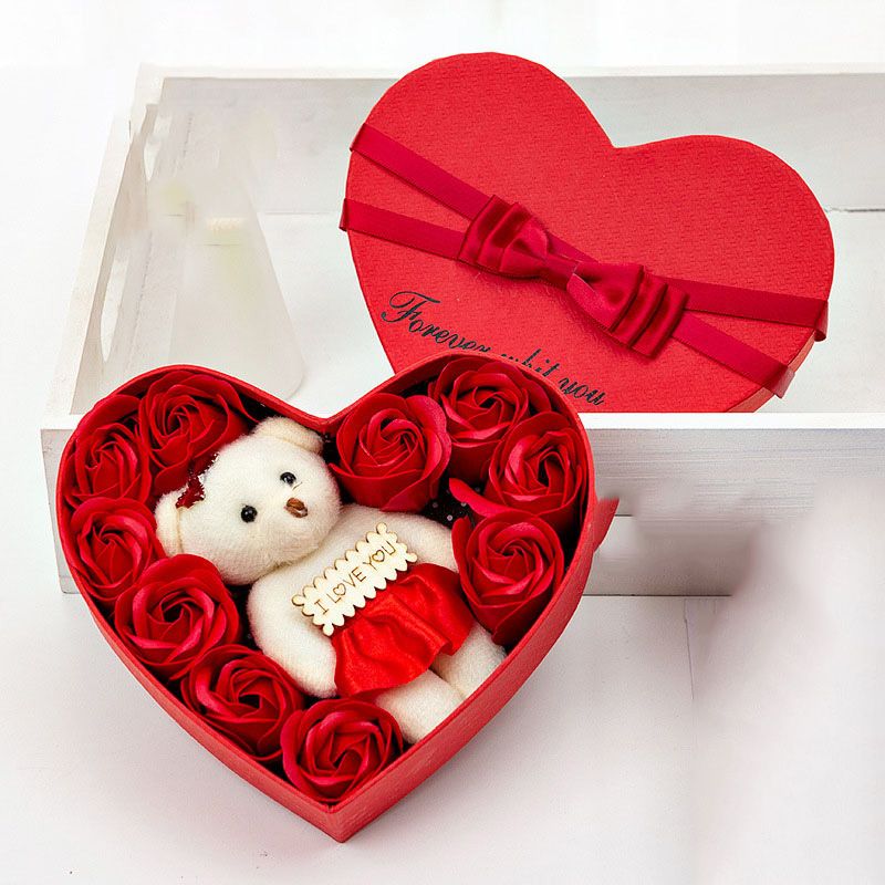 Valentines Day Rose Gift Box 10 Flowers Soap Flower Gift Box Rose