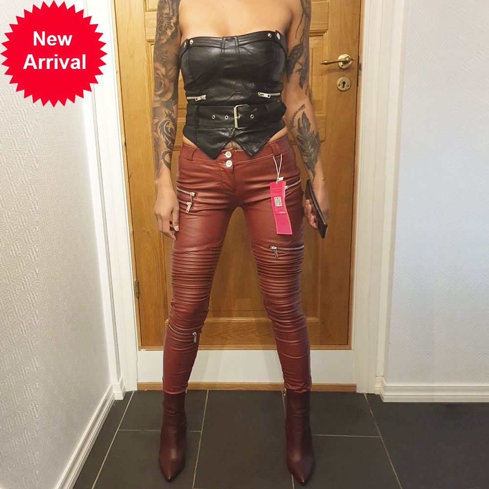 low rise leather pants