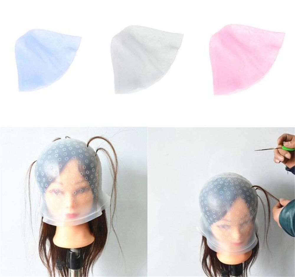 Reusable Silicon Highlights Hat Hair Colouring Highlighting Dye Cap  Frosting Tipping Dyeing Color Tools hair Color