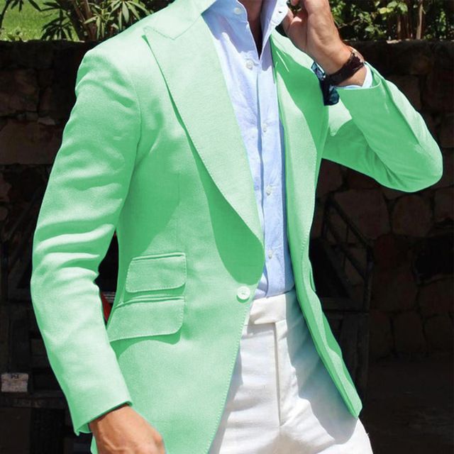 2020 Latest Mint Green Jacket Slim Fit Blazer For Men Peaked Lapel One