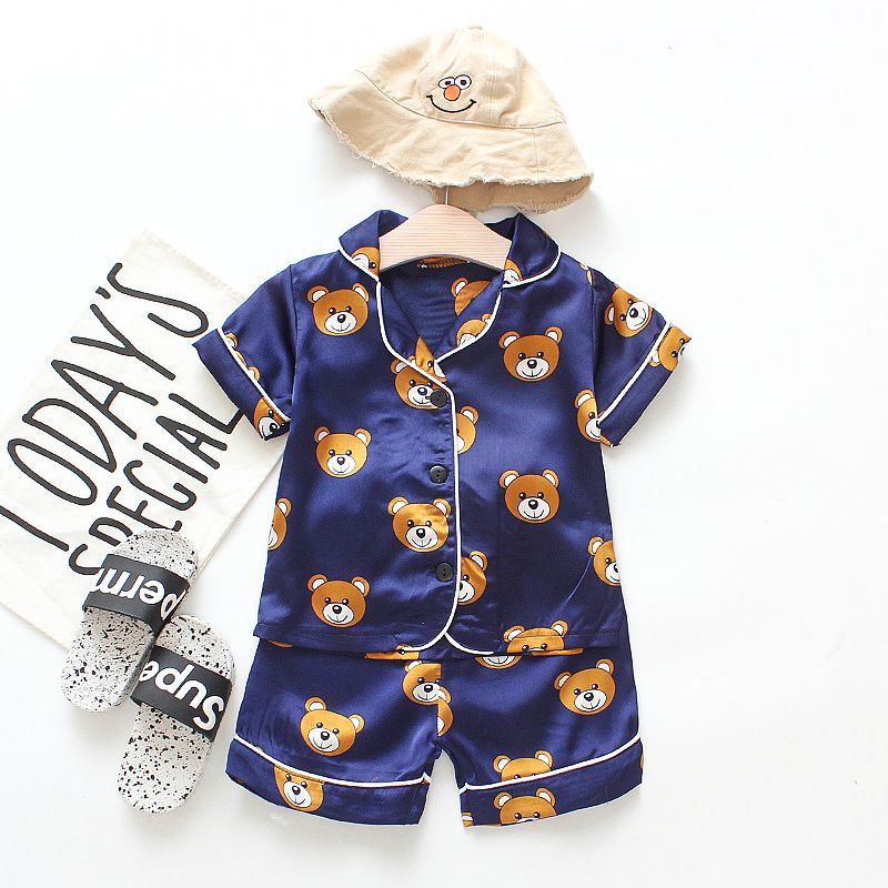  Unisex Cute Baby Summer Set Short Sleeve Bear Print