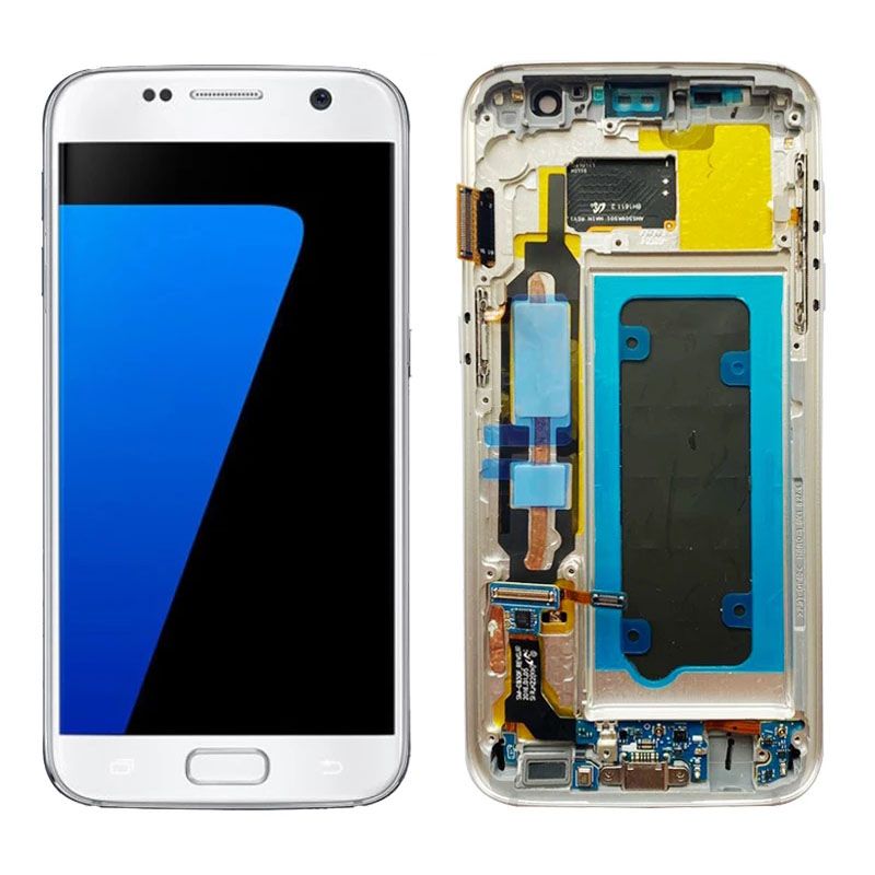 Original Samsung Galaxy s7 Edge sm-g935f pantalla LCD blanco-pieza de repuesto 