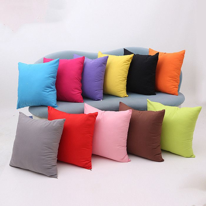 Solid Color Pillow Case Polyester Throw Pillowcase Cushion Cover Decor
