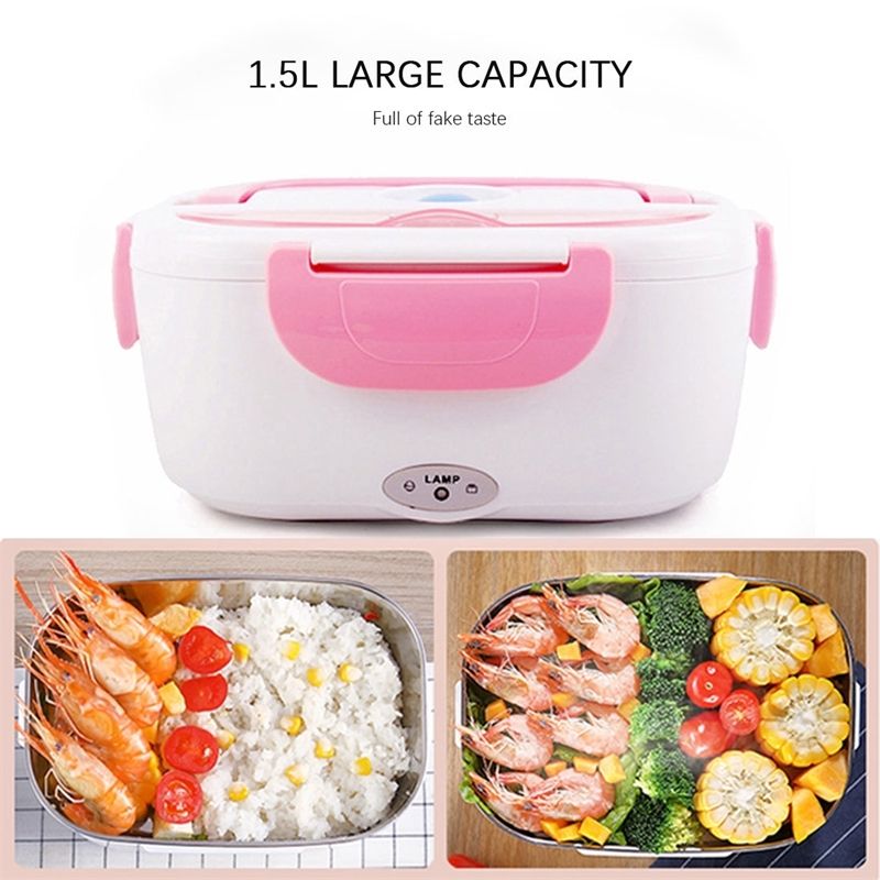 Electric Heated US Plug Heating Lunch Box Travel Food Warmer Container 1.5L
