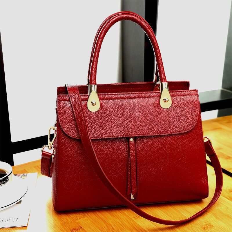 Best Selling Top Quality Womens Bag Solid Color New Fashion Simple Big Brand Leather Womens One